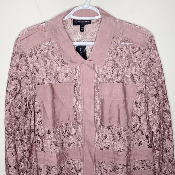 Lane Bryant woodrose longline lace anorak utility jacket size 14 / 16 petite - Picture 4 of 13